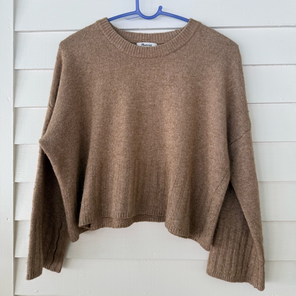 Madewell | Cropped Wool Alpaca Blend Sweater Camel Brown Size Large